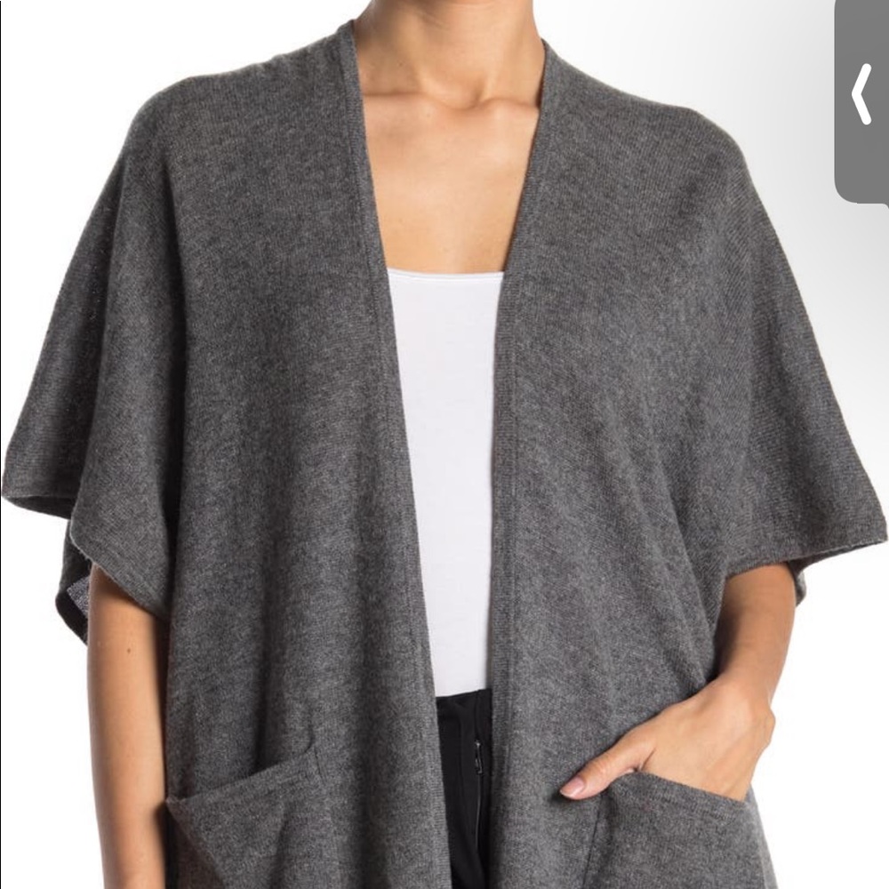 Phenix Grey Cashmere Jersey Cape Sweater, NWT, One Size